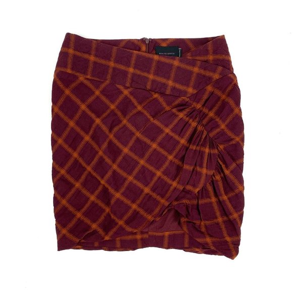Birgitte Herskind Zaba Skirt Burgundy Plaid Asymmetrical Mini - Picture 3 of 9